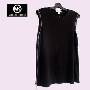MICHAEL Michael Kors NEW Moto Goth & Punk Side Zip Design Sleeveless Top L